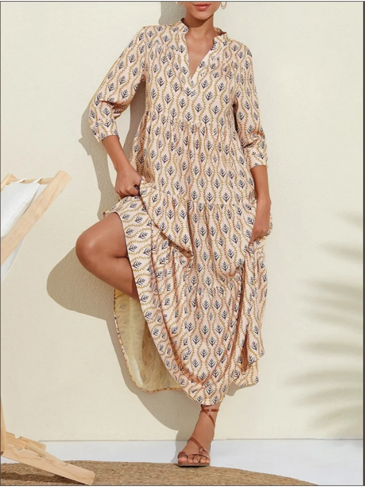 Evelina | V-Neck Printed Vacation Dress