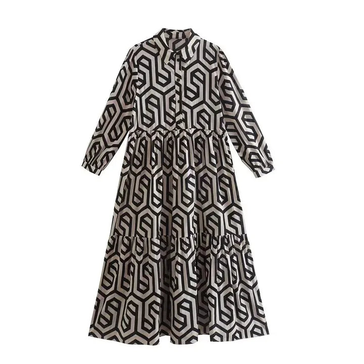 Thalia | Long Sleeve Lapel Shirt Dress